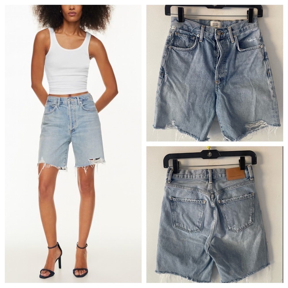 Citizens of Humanity Camilla 7” Bermuda blue Jean button fly shorts 37488